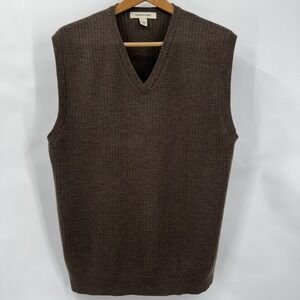 Men's 100% Merino Wool Brown Sweater Vest Old Money Grandpacore Heritage Preppy